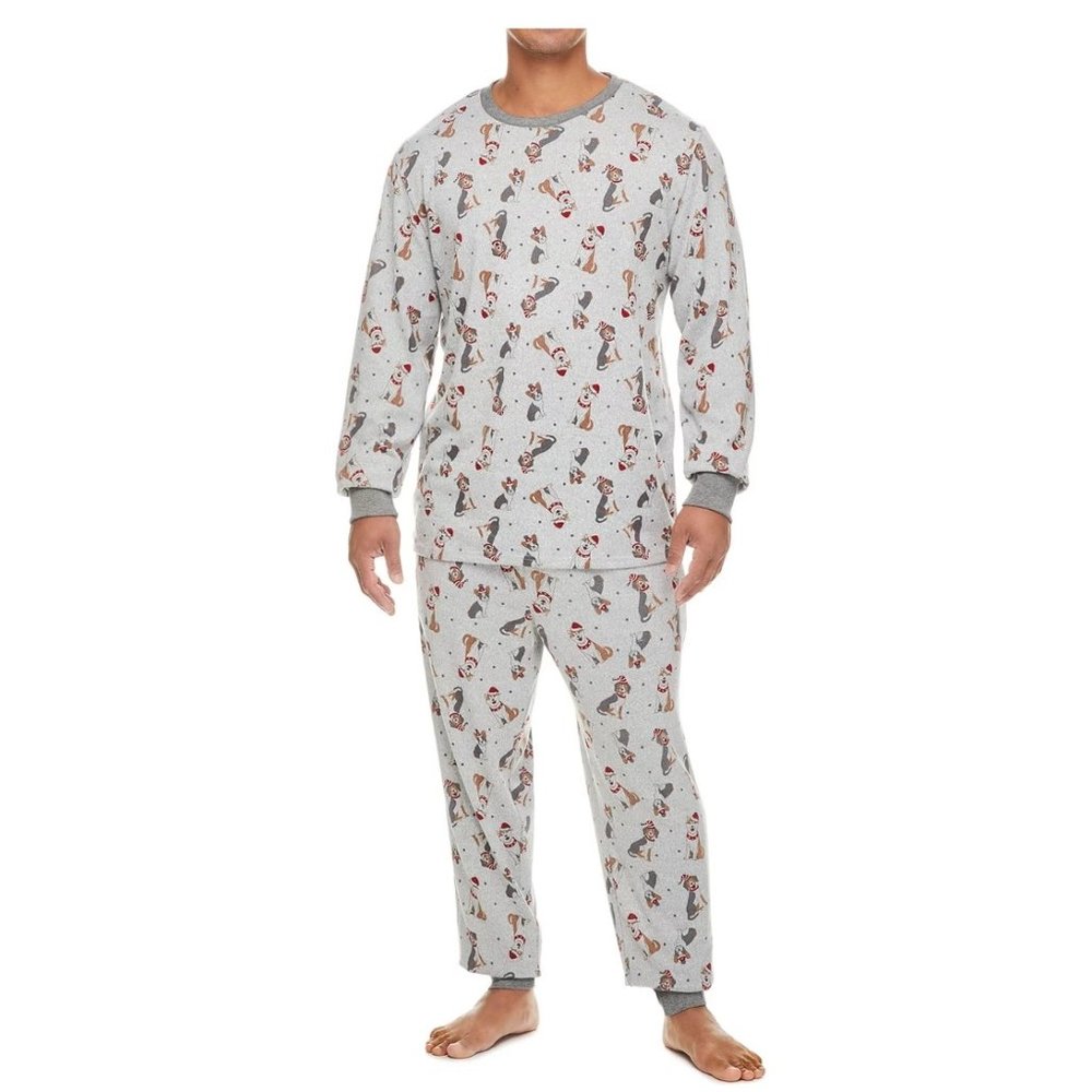 NEW Men's Festive Dog Holiday FamJams Pajamas 2- Piece Set SMALL
